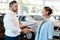 Well definitely find you the car you want. Shot of a businessman shaking hands with his customer.