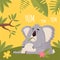 Well-fed animal ate her fill and fell asleep. Vector funny fat Koala sleeping after lunch