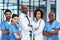 Well give you all the medical support you need. Portrait of a group of medical practitioners standing together in a