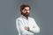 Well groomed hipster public figure man white suit, famous speaker concept