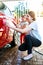 Well have this car spotless in no time. a mother and daughter washing a car together.