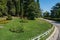 Well-kept lawn with flower beds in Livadia Park, Crimea