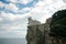 The well-known castle Swallow's Nest near Yalta. Fortress on a rock above the sea. Swallow's nest in Yalta. A house on a