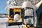 The well-known yellow school bus covered in snow in Vancouver