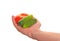 Well shaped hand with fresh vegetables