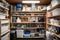 a well-stocked cleaning closet, with shelves of supplies and tools