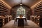 well-stocked wine cellar in a luxury home, with rows of wine bottles, tasting area, and elegant storage displays. Generative AI