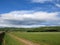 Well worn public footpath through field