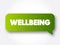 Wellbeing - complex combination of a person`s physical, mental, emotional and social health factors, text concept message bubble