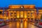 WELLINGTON, NEW ZEALAND, FEBRUARY 8, 2020: Night view of the main train station in Wellington, New Zealand