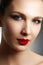 Wellness, cosmetics and chic retro style. Close-up portrait of s