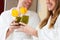 Wellness - Couple with Chlorophyll-Shake in Spa