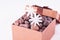 Wellness gift in a bronze box with white Jasmine flowers