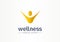 Wellness, happiness creative symbol concept. Healthy lifestyle, healthcare abstract business logo idea. Hands up man