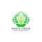 Wellness logo template. yoga logo stock. balance meditation in green leaves vector illustration.