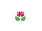 Wellness person hands up with leaves head in flower rose for logo Vector