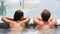 Wellness Spa - couple relaxing in hot tub whirlpool