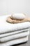 Wellness, white towels with pumice stone and peeling glove