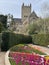 Wells Cathedral And The Bishop`s Palace In Spring, Somerset, England.