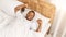 Wellslept African American Man Waking Up At Home, High-Angle, Panorama