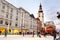 Wels, Austria - January 11th, 2020: Skating rink in city center of old austrian town at Christmas and New year holidays