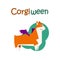 Welsh corgi breed dog in halloween costume. Vector