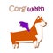 Welsh corgi breed dog in halloween costume. Vector