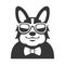 Welsh Corgi Pembroke wit Bowtie and Sunglasses Icon. Cartoon Hipster Style Vector