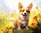 Welsh corgi puppy Stylized is a cute dog with a big Welsh puppy.