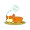 Welsh corgi vector image isolated in white background. Small sleeping funny animal