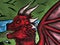Welsh dragon painted wall near Beaumaris castle