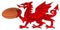 Welsh Dragon With a Rugby Ball