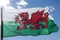 The Welsh flag incorporates the red dragon of Cadwaladr, King of Gwynedd, along with the Tudor colours of green and white.