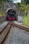 Welsh Highland narrow gauge railway. Steam Locomotive approaches