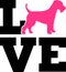 Welsh Terrier love word with silhouette