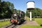 Welshpool & Llanfair Light Railway steam locomotive taking on water at Welshpool Raven Square Station