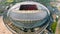 Wembley Stadium in London. Aerial View Photo Flying Over Iconic Football Arena