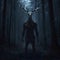 wendigo in deep forest graphic illustration