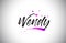 Wendy Handwritten Word Font with Vibrant Violet Purple Stars and Confetti Vector