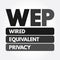 WEP - Wired Equivalent Privacy acronym, technology concept background