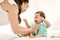 Were almost done, little one. Closeup shot of a paediatrician using a stethoscope during a babys checkup.