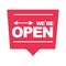 Were open speech bubble lettering information flat icon