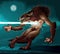 Werewolf is fighting with a lighting