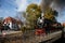 Wernigerode, Germany, 29 October 2022: Steam engine train in Harz Mountains Region, Old retro vintage steam locomotive near