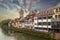 Wertheim am Main old city, Germany - houses on the waterfront o