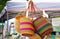 West African  Handwoven Baskets at an Outdoor Market