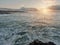 West coast of Ireland, Atlantic ocean water at sunset, Burren region, county Clare