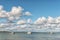 WEST COAST NATIONAL PARK, SOUTH AFRICA, AUGUST 20, 2018: Houseboats at Kraalbaai in the Langebaan Lagoon on the Atlantic Ocean