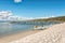 WEST COAST NATIONAL PARK, SOUTH AFRICA, AUGUST 20, 2018: A speedboat at a beach in Kraalbaai in the Langebaan Lagoon on the