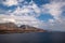 West coast ocean shoreline with 2 mountains near Lahaina, Maui, Hawaii, USA